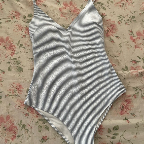 H&M Blue and White Striped One Piece Swimsuit - Picture 1 of 3